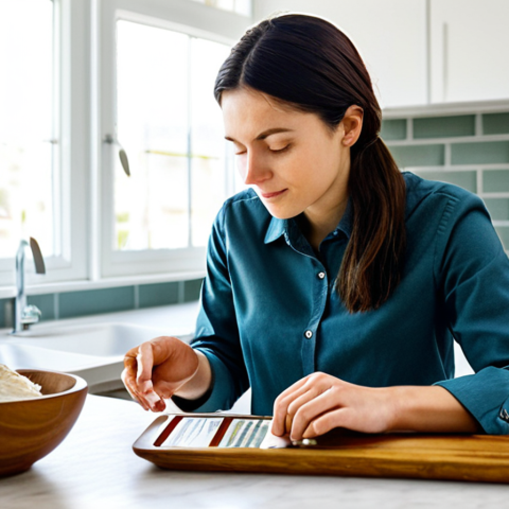 A discerning consumer, fully clothed in modest, smart casual attire, meticulously examining the ingredient list on the packaging of a natural bar of soap with a magnifying glass. The scene is set in a sunlit, clean kitchen, with bowls of natural ingredients like shea butter, olive oil, and dried herbs subtly arranged in the background. The focus is on transparency and informed choice. Perfect anatomy, correct proportions, natural pose, well-formed hands, proper finger count, natural body proportions, safe for work, appropriate content, fully clothed, modest, professional photography, high quality, vibrant colors.