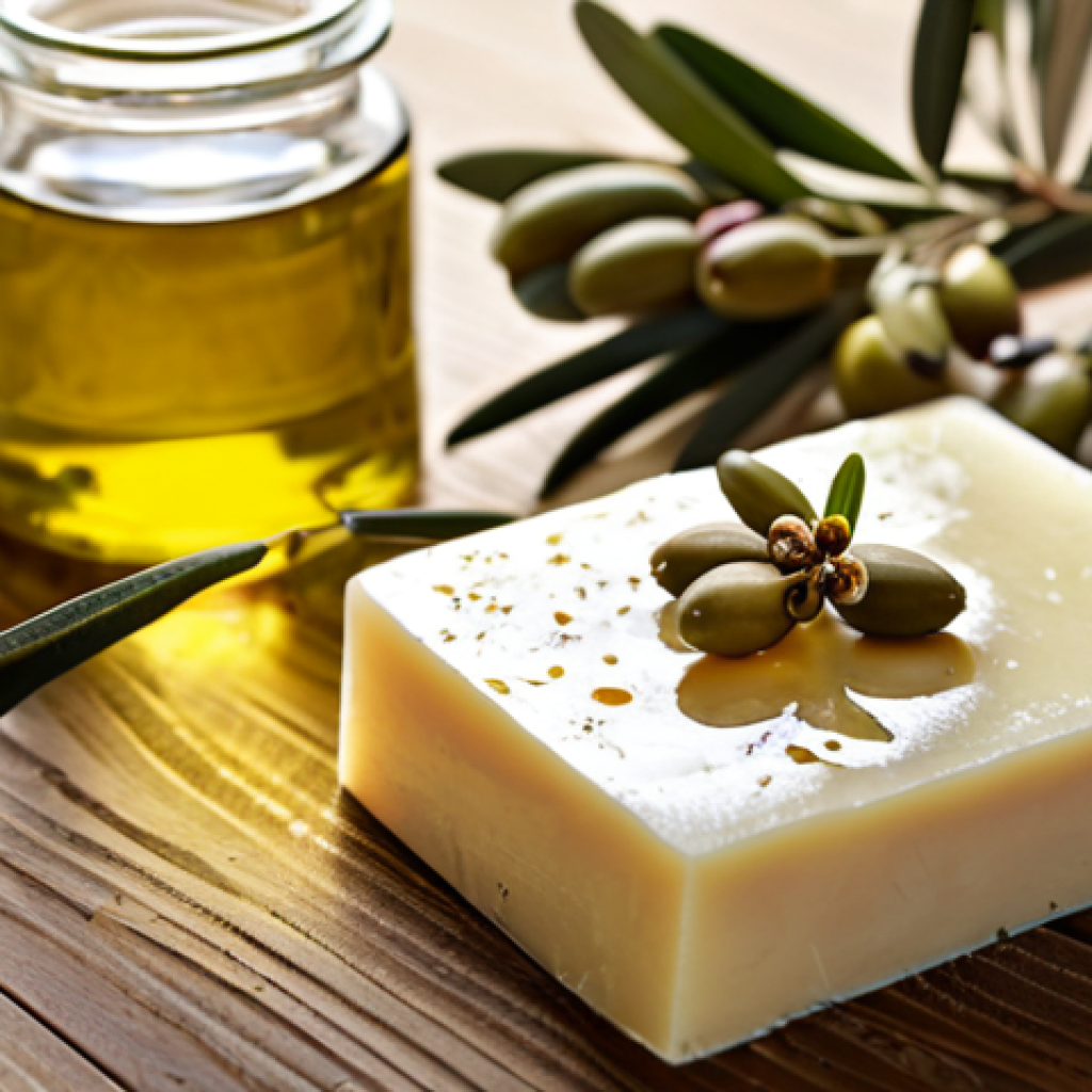 Natural Soap Ingredients Display**

"Close-up of natural soap-making ingredients: olive oil, shea butter, dried flowers, and essential oil bottles arranged on a wooden surface. Sunlight, warm tones. safe for work, appropriate content, fully clothed, professional product photography, perfect anatomy, natural proportions, high quality, modest presentation."

**