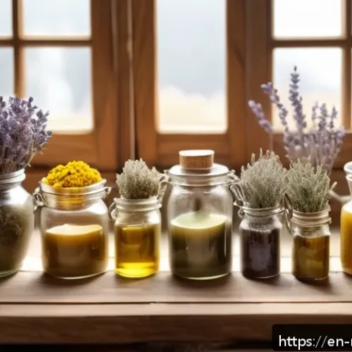 Home 31 천연비누 만드는 법 자세히 - A cozy artisan soap-making workspace featuring natural ingredients: glass jars of olive oil, coconut...